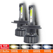 880 881 H7 Led Headlight Turbo 20000Lm H1 H4 Bulbs High Low Beam Hb3 Hb4 Lamps 4300K 6000K 8000K H8 H9 H11 9005 9006 Φώτα ομίχλης