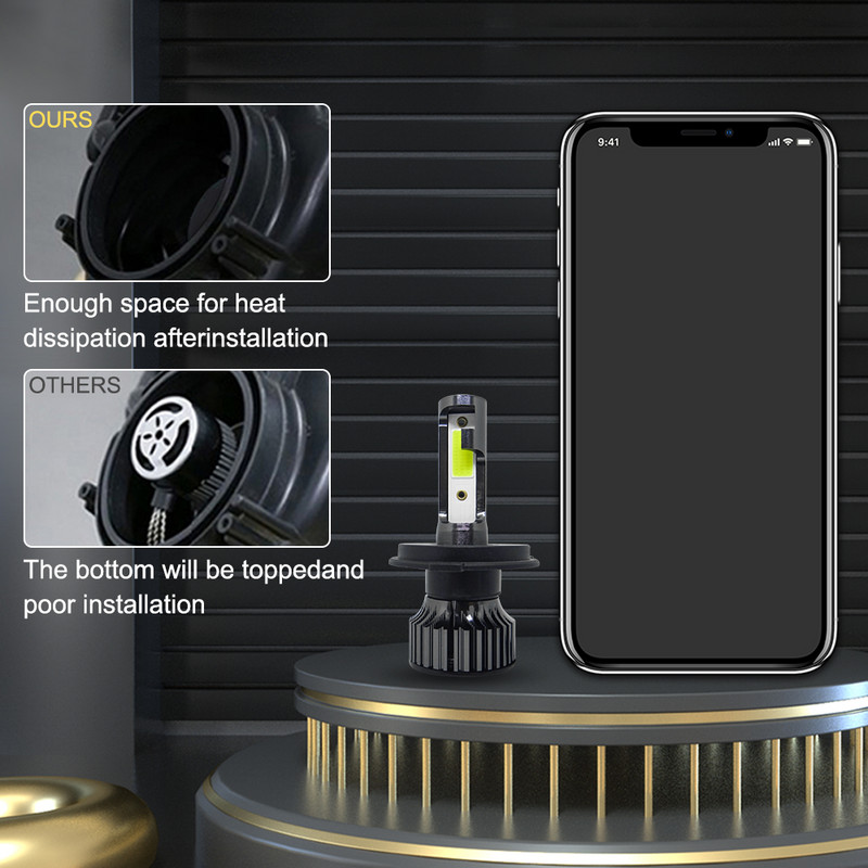 880 881 H7 Led Headlight Turbo 20000Lm H1 H4 Bulbs High Low Beam Hb3 Hb4 Lamps 4300K 6000K 8000K H8 H9 H11 9005 9006 Φώτα ομίχλης