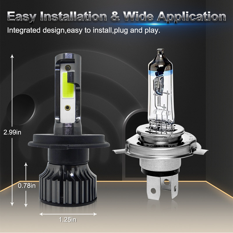 880 881 H7 Led Headlight Turbo 20000Lm H1 H4 Bulbs High Low Beam Hb3 Hb4 Lamps 4300K 6000K 8000K H8 H9 H11 9005 9006 Φώτα ομίχλης