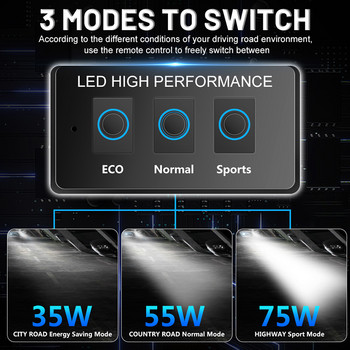 H11 H7 LED 60000LM 3 Mode Switch Car Headlight 12V 24V H8 H9 9005 9006 9012 HIR2 35W 55W 75W Remote Control Bulb High Brightness