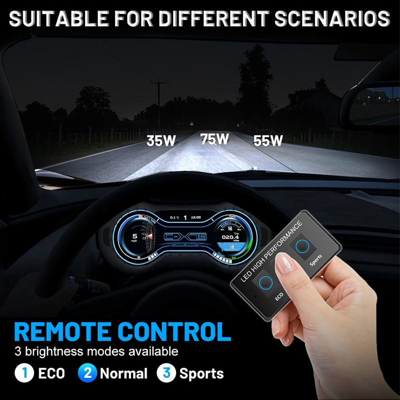 H11 H7 LED 60000LM 3 režimy prepínača svetlometov do auta 12V 24V H8 H9 9005 9006 9012 HIR2 35W 55W 75W diaľkové ovládanie žiarovka s vysokým jasom