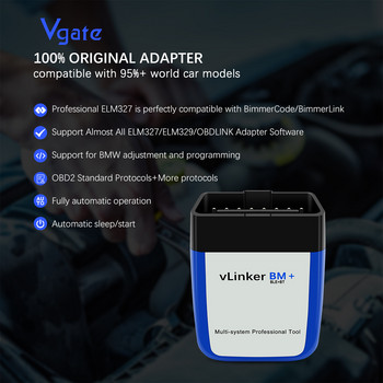 Vgate vLinker BM ELM327 за BMW Скенер wifi Bluetooth 4.0 OBD2 OBD 2 Автомобилен диагностичен инструмент за автоматично сканиране Bimmercode ELM 327 V 1 5