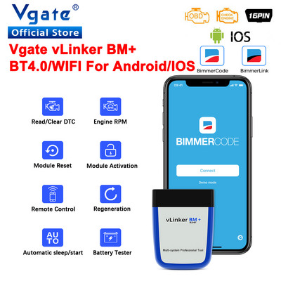 Vgate vLinker BM ELM327 pentru scaner BMW wifi Bluetooth 4.0 OBD2 OBD 2 instrument de scanare automată de diagnosticare auto Bimmercode ELM 327 V 1 5
