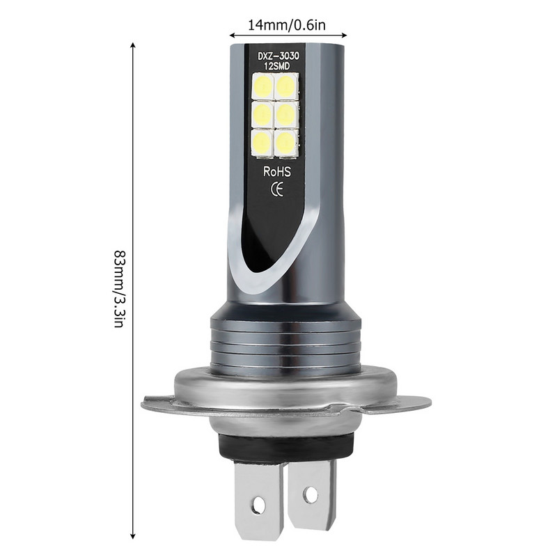 Bec LED H7 pentru faruri 6500K 600lm Becuri pentru faruri de ceață Bec cu xenon rezistent la apă pentru faruri pentru mașini și motociclete 12V cu faza mare/în jos Lampă de ceață