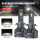 Faruri LED noi pentru mașină H1 H4 H7 H11 9005 9006 9012 Becuri LED 160W 15000LM Lampă de ceață super luminoasă 6000K IP67 Lampă albă rezistentă la apă