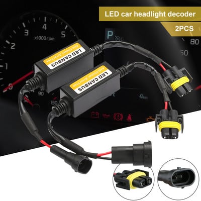 2PCS H8/H11 LED адаптер за декодер на фаровете Canbus Anti-Flicker Harness Bulbs Resistor Decoder Warning Error Canceller Водоустойчив