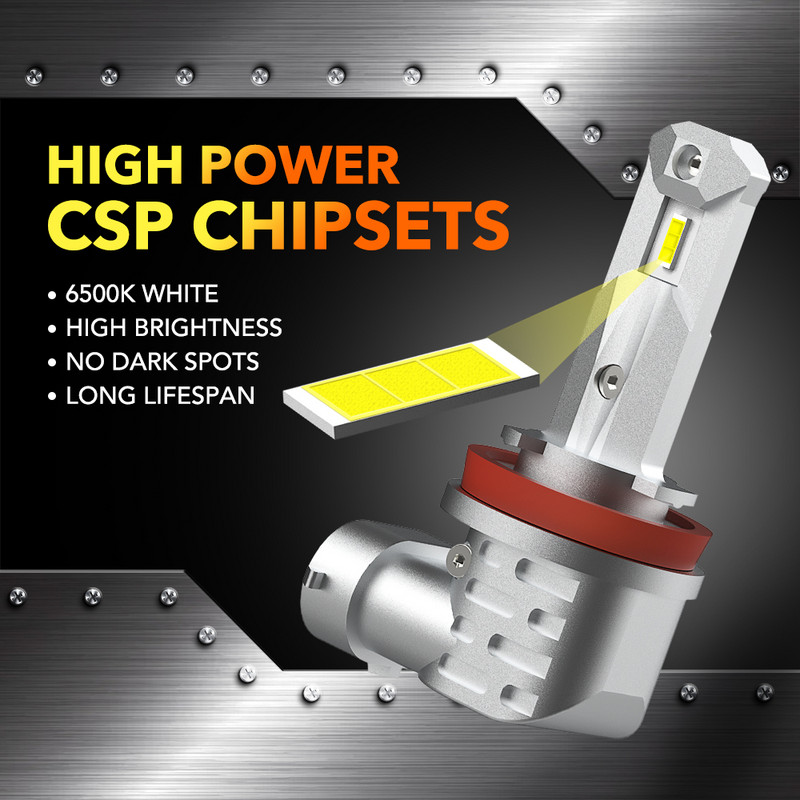 OXILAM 2x H8 H11 LED priekinis žibintas H10 9145 9140 9006 HB4 CSP LED rūko žibintas 6500K 3000K geltona automobilio dienos šviesos lemputė
