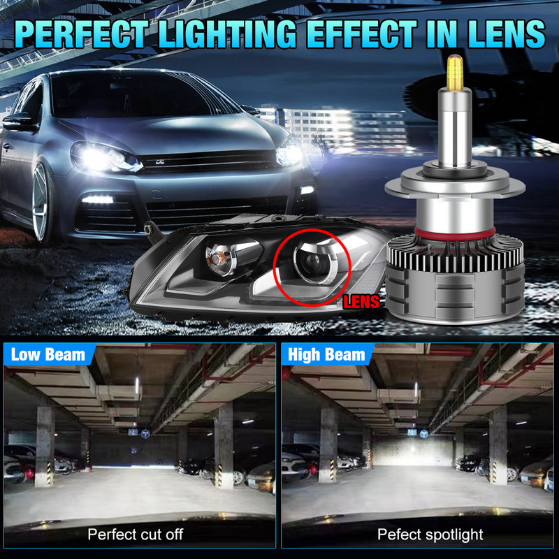 H7 H11 H1 LED H8 Becuri faruri auto cupru 360 pentru far proiector 6500K HB3 9005 HB4 9006 LED Hir2 9012 Turbo Auto 12V