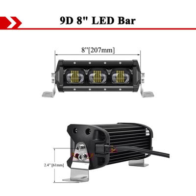 Lentile VISORAK 9D pentru mașină offroad SUV 4x4 LED bară luminoasă de lucru pentru Polaris ATV Ford Rover Jeep Hummer Pickup Volvo Camion Scania Camion
