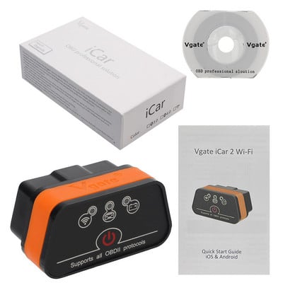 Instrument de diagnosticare automată Vgate Icar2 Scanner de diagnosticare auto WIFI/Bluetooth pentru cititor de cod Android ELM327 OBD2