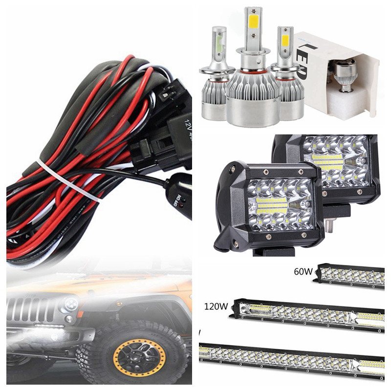 Kit cablaj universal pentru cabluri auto 2 LED 9-16V 180W Set de linii de faruri de ceață pentru faruri de mașină cu siguranță lamă releu comutator 40A