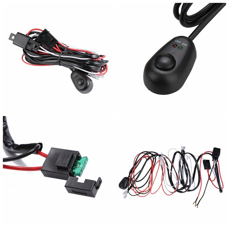 Kit cablaj universal pentru cabluri auto 2 LED 9-16V 180W Set de linii de faruri de ceață pentru faruri de mașină cu siguranță lamă releu comutator 40A