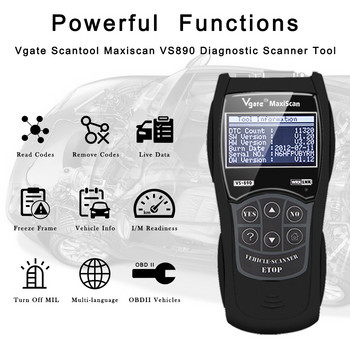 2023 Най-новият диагностичен скенер Maxiscan Vgate VS890S OBD2 VS890 Vgate инструмент за сканиране VS 890 CAN-BUS Многоезично четене на автомобилни кодове