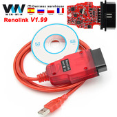 Renolink V1.99 OBD2 jaoks Renault OBD 2 OBD2 autodiagnostika automaatne tööriist ECU kiibi häälestus turvapadja lähtestamine V1.87 ECM UCH võtme programmeerija