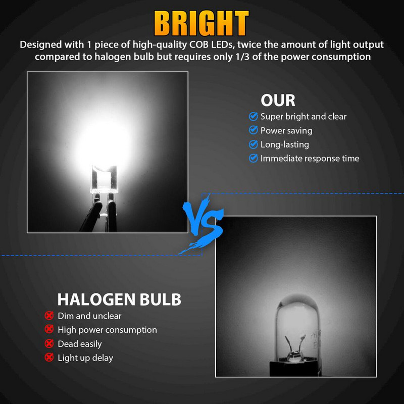 20 бр. T10 LED W5W W3W 194 168 501 2825 COB LED автомобилни клиновидни светлини за паркиране на страничната врата Крушка за инструменти Лампа за автомобилен регистрационен номер