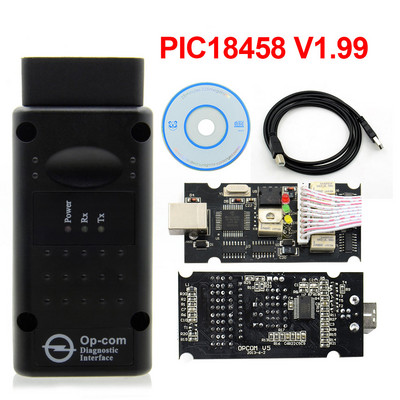 Aukštos kokybės OPCOM v1.59 V1.70 1.95 1.99 OP COM su tikru pic18f458 gali būti atnaujinta programinė įranga OP-COM, skirta Opel diagnostikos įrankiui