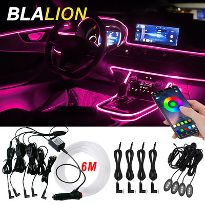 Lumini de atmosferă pentru mașină EL Neon Wire Strip Light RGB Moduri multiple App Control sunet Auto Interior Decorativ Lampă neon ambientală