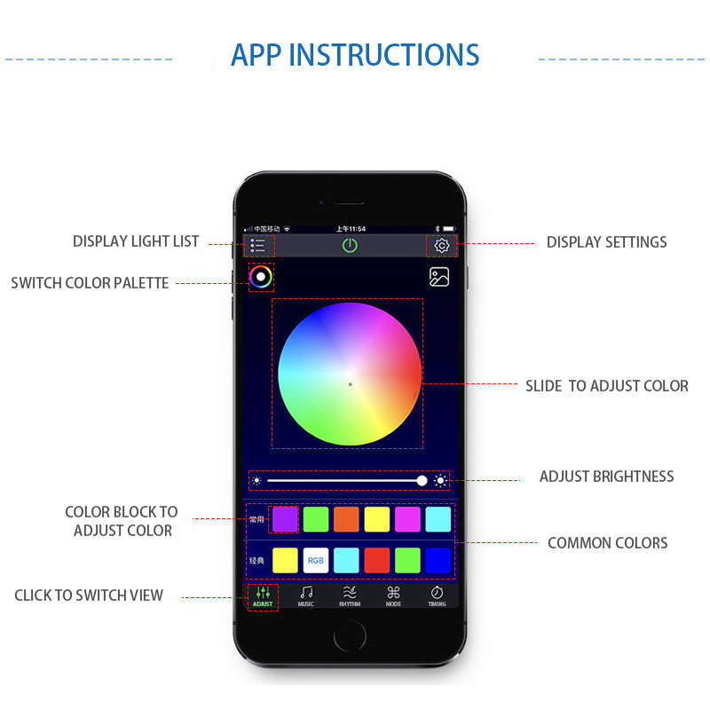 Automobilio atmosferos žibintai EL Neoninės vielos juostos šviesa RGB Kelių režimų Programėlė Garso Valdymas Auto Interjeras Dekoratyvinė Aplinkos Neoninė Lempa