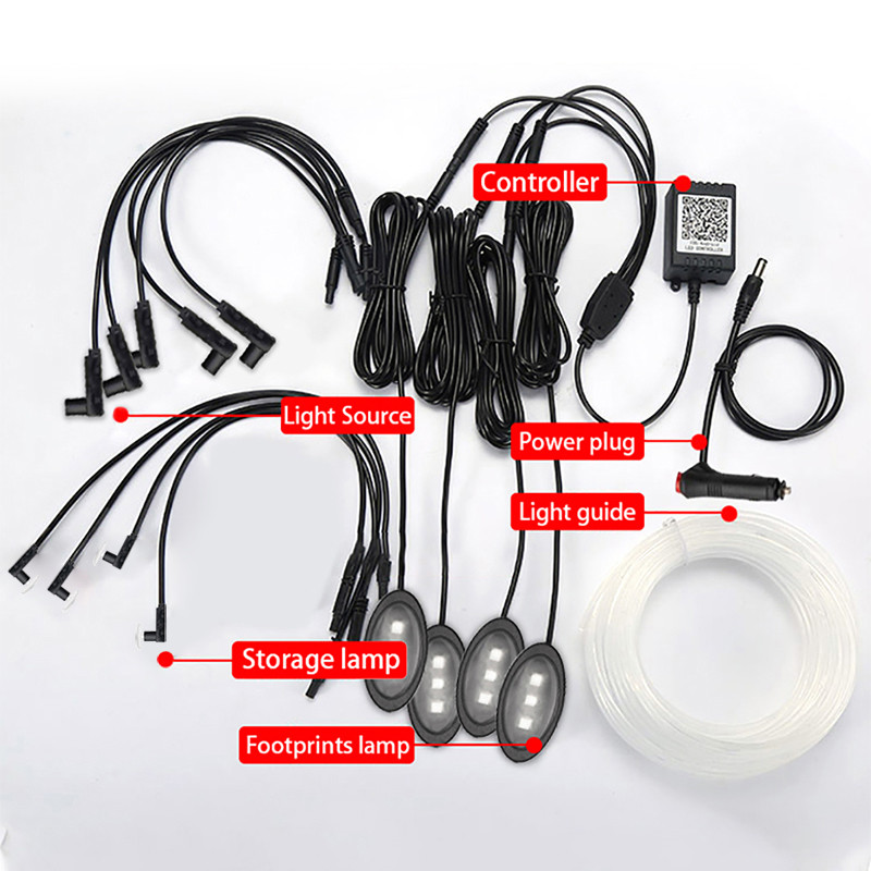 Automobilio atmosferos žibintai EL Neoninės vielos juostos šviesa RGB Kelių režimų Programėlė Garso Valdymas Auto Interjeras Dekoratyvinė Aplinkos Neoninė Lempa