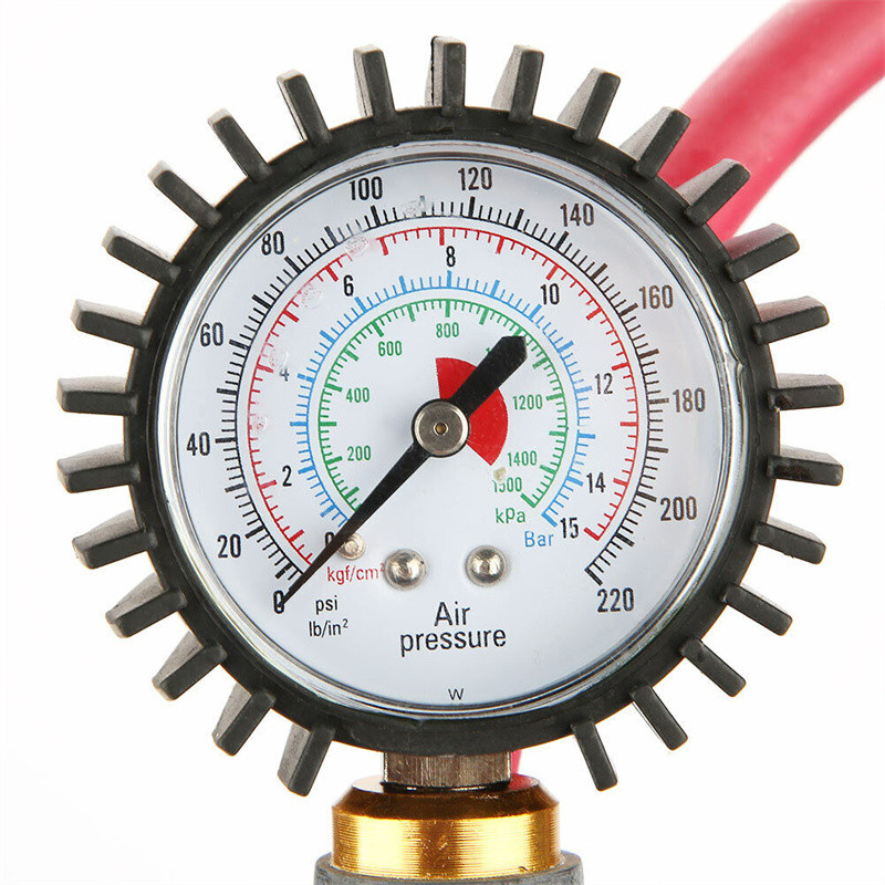 10-220PSI automobilių oro padangų slėgio pistoletas rankinis padangos pripūtimas su matuokliu, didelio tikslumo, geros kokybės iškrovimas