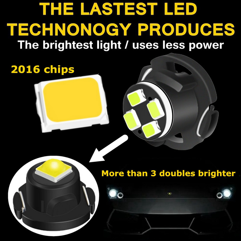 10 vnt T3 T4.2 T4.7 Super Bright LED lemputės Auto salono skydelio matuoklis Speedo Dash lempa Automobilio prietaisų skydelio prietaisų skydelio žibintai 12V