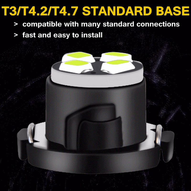 10 vnt T3 T4.2 T4.7 Super Bright LED lemputės Auto salono skydelio matuoklis Speedo Dash lempa Automobilio prietaisų skydelio prietaisų skydelio žibintai 12V