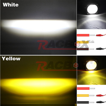 2-инчова LED светлина за шофиране Черен/Червен квадрат 20W LED работна светлина LED шушулки 6000K Бяло/3500K Жълто за офроуд кола, камион SUV, ATV, лодка