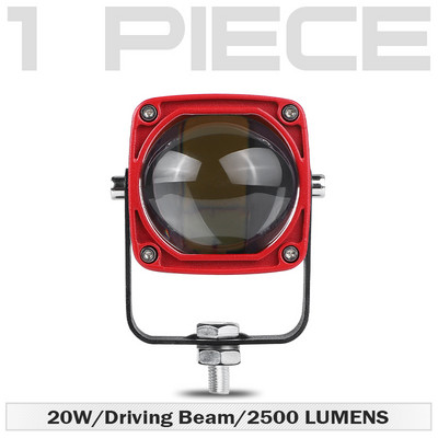 2 colių LED vairavimo šviesa juoda / raudona kvadratinė 20 W LED darbo šviesos LED lemputės 6000K balta / 3500K geltona, skirta visureigiams visureigiams keturračiams