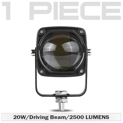 2 colių LED vairavimo šviesa juoda / raudona kvadratinė 20 W LED darbo šviesos LED lemputės 6000K balta / 3500K geltona, skirta visureigiams visureigiams keturračiams