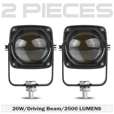 2 colių LED vairavimo šviesa juoda / raudona kvadratinė 20 W LED darbo šviesos LED lemputės 6000K balta / 3500K geltona, skirta visureigiams visureigiams keturračiams