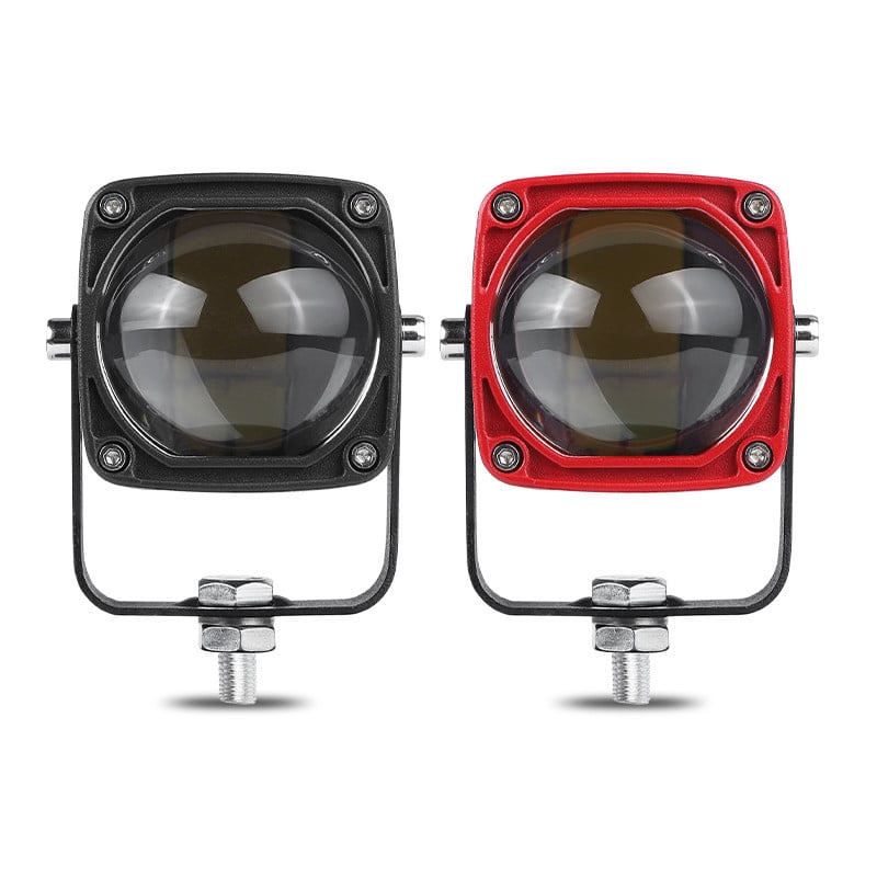 2 colių LED vairavimo šviesa juoda / raudona kvadratinė 20 W LED darbo šviesos LED lemputės 6000K balta / 3500K geltona, skirta visureigiams visureigiams keturračiams