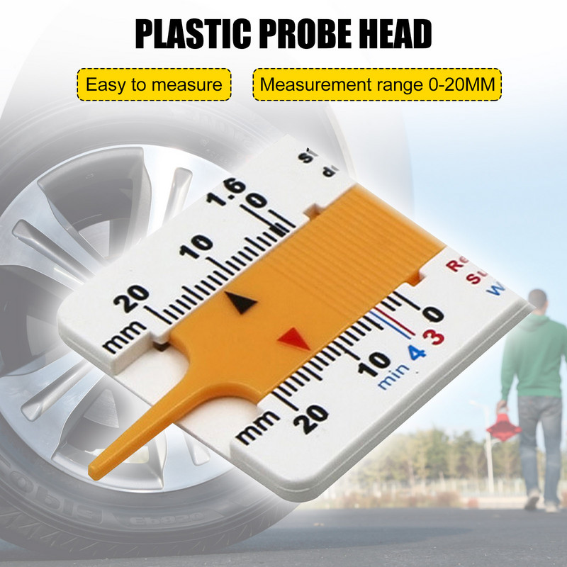Μετρητής βάθους ελαστικού τροχού αυτοκινήτου 0-20 χιλιοστά Μετρητής βάθους ελαστικού τροχού αυτοκινήτου Ενδεικτική λυχνία βάθους μετρητή τροχού Αξεσουάρ για Audi Bwm Honda