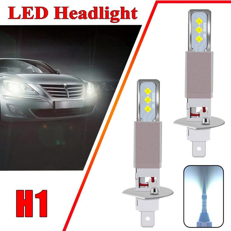 2 vnt. H1LED lempos automobiliams priekinių žibintų lemputės deimantinės 360 laipsnių šviesos kampo priekinių žibintų lemputės Ip67 vandeniui atsparios lemputės rūko automobilių žibintų rinkiniai