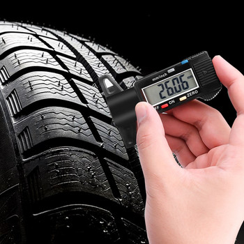 Kebidumei Уред за измерване на дълбочината на протектора на автомобилни гуми LCD дисплей Тестер на протектора на гуми Инструмент за измерване на гуми