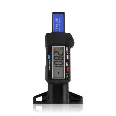 Kebidumei Уред за измерване на дълбочината на протектора на автомобилни гуми LCD дисплей Тестер на протектора на гуми Инструмент за измерване на гуми