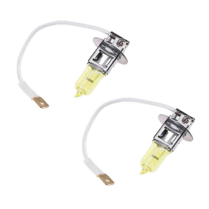 Hippcron 2 buc. Lampă cu halogen H3 Galben 12V 55W 3000K Xenon strălucitor din sticlă de cuarț Bec auto pentru lumină de ceață