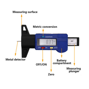 Цифрови измерватели на дебелината на автомобилните гуми Дълбокомер за безопасен автоматичен мониторинг на протектора на гумите Измерване на износването на гумите Калиперен инструмент