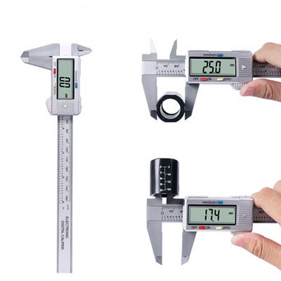 150 mm LCD digitalni zaslon Elektronička čeljust od ugljičnih vlakana, digitalni mjerač, mikrometar, dubina, čeljust, ravnalo, mjerni alati