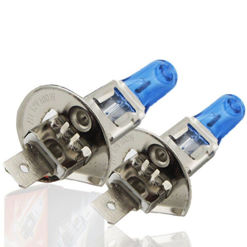 Ofertă caldă 2 buc. H1 100 W Lumină cu halogen alb strălucitor Becuri pentru faruri pentru mașină Bec 12 V 6000 K Accesorii auto автомобильные товары