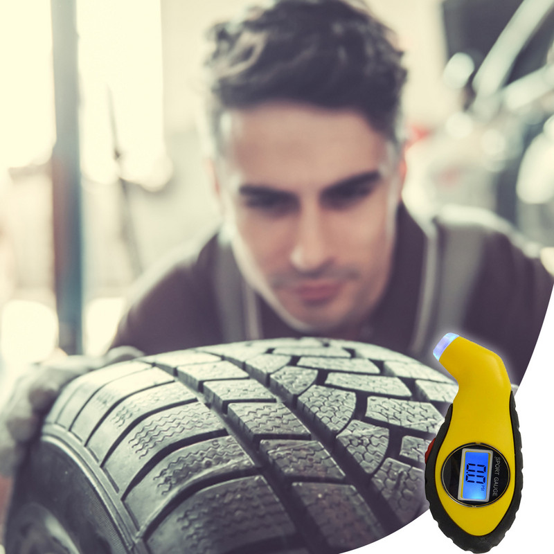 Padangų slėgio matuoklis Skaitmeninis padangų slėgio matuoklis su apšvietimu LCD ekranu 150 PSI slėgio tikrintuvas automobiliams dviračiams motociklams