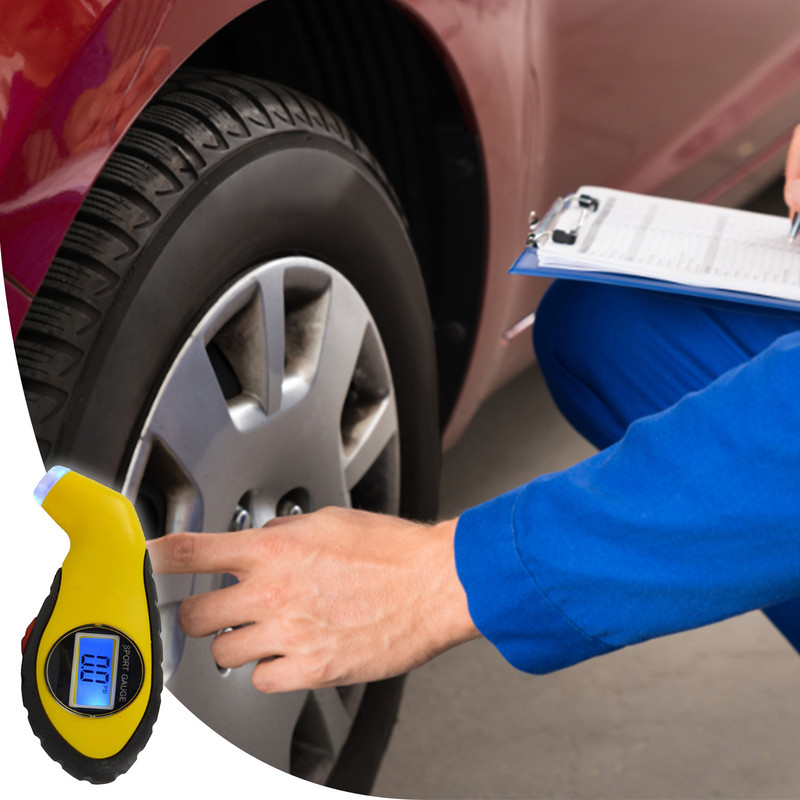 Padangų slėgio matuoklis Skaitmeninis padangų slėgio matuoklis su apšvietimu LCD ekranu 150 PSI slėgio tikrintuvas automobiliams dviračiams motociklams