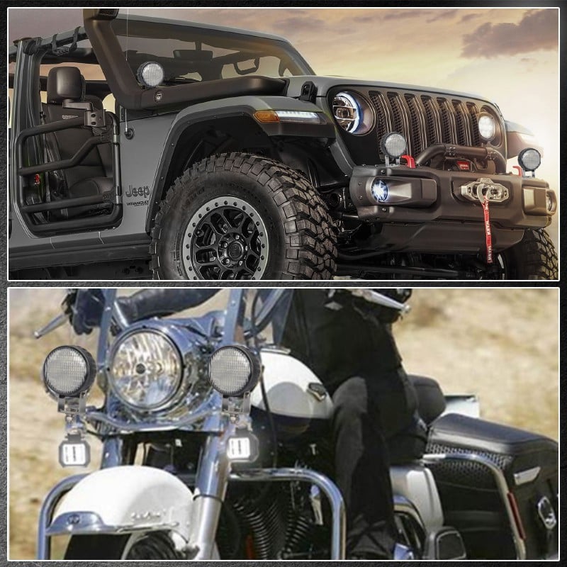 CREK Faruri de ceață pentru mașină de 3 inchi, 12V 24V, far pentru motocicletă, lampă de lucru LED rotundă pentru ATV UAZ Off Road 4x4, camion, barcă, suflantă de zăpadă Niva