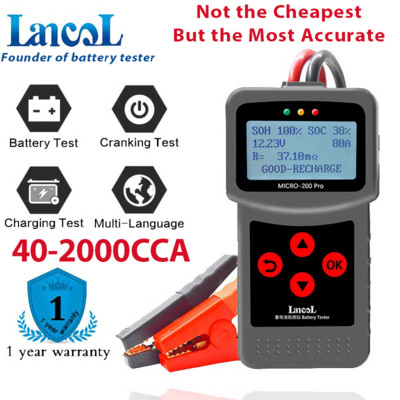 Lancol Micro200 Pro Тестер за автомобилни акумулатори 12V 40-2000CCA Анализатор на оловно-киселинни батерии Тест за завъртане Тест за зареждане Диагностичен инструмент