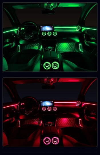 64 цвята Околна светлина LED вентилационни отвори за Mercedes Benz W177 W118 W247 A/B/CLA/GLA/GLB Class Car Interior Neon Light Modification