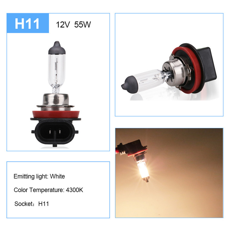 ADPOW H11 55W Super alb 6000K 12V Faruri de ceață Bec cu halogen pentru mașină 4300K albastru curcubeu Lampă far pentru mașină Lumină pentru conducere stil auto