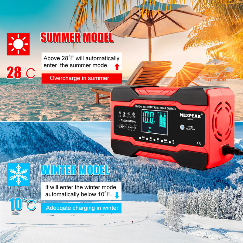 12V 10A auto auto punjač baterija LED zaslon 220V 110V EU US Smart Automotive Truck Motocikl Pulse Auto punjač za olovnu kiselinu