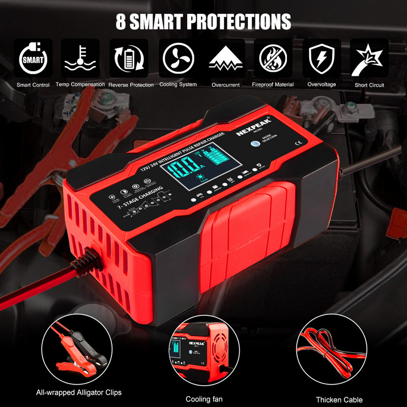 12V 10A auto auto punjač baterija LED zaslon 220V 110V EU US Smart Automotive Truck Motocikl Pulse Auto punjač za olovnu kiselinu