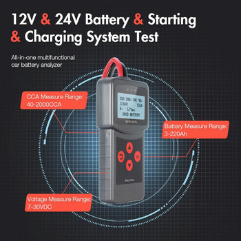 Micro200Pro 12V 24V тестер за капацитет на батерията Цифров тестер за автомобилни батерии Анализатор за гаражна работилница Авто инструменти Механични