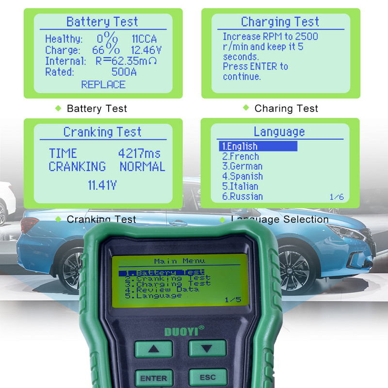 Tester profesional de baterii de sarcină pentru automobile 12V 100-2000 CCA Analizor digital Instrument de testare a celulelor proaste pentru mașină/barcă/motocicletă