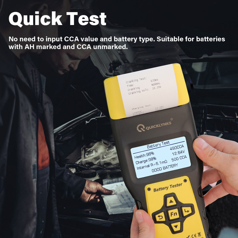 Tester de baterii auto QUICKLYNKS BA1000 BA2000 12V/24V cu imprimantă Test rapid de pornire Test de încărcare Analizor de baterie Instrumente de testare